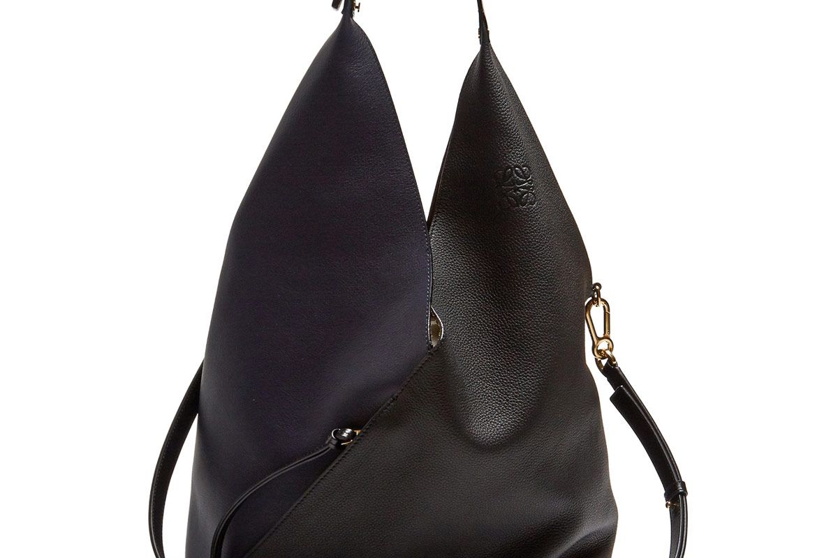 Sling Contrast-Panel Leather Shoulder Bag