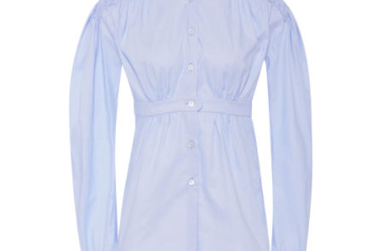 Smocked Cotton-Poplin Shirt