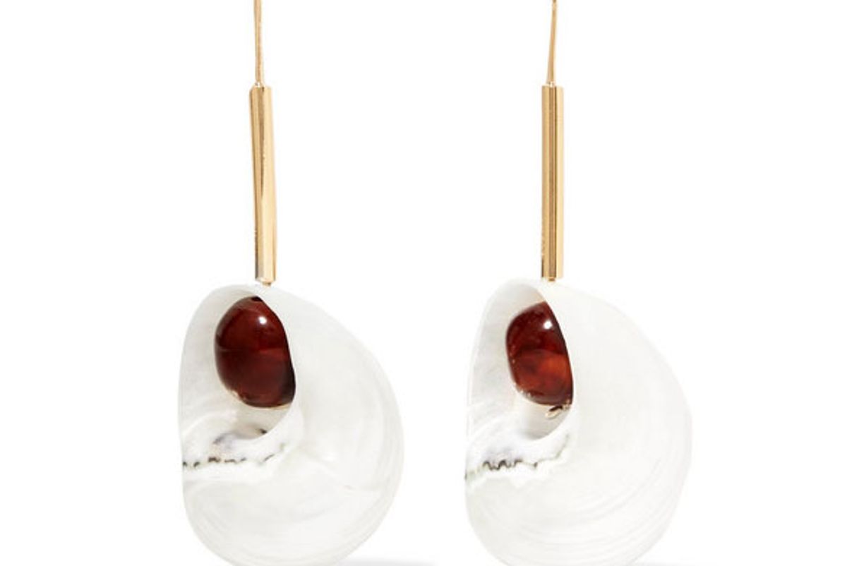 loewe snails gold-tone resin and shell earrings