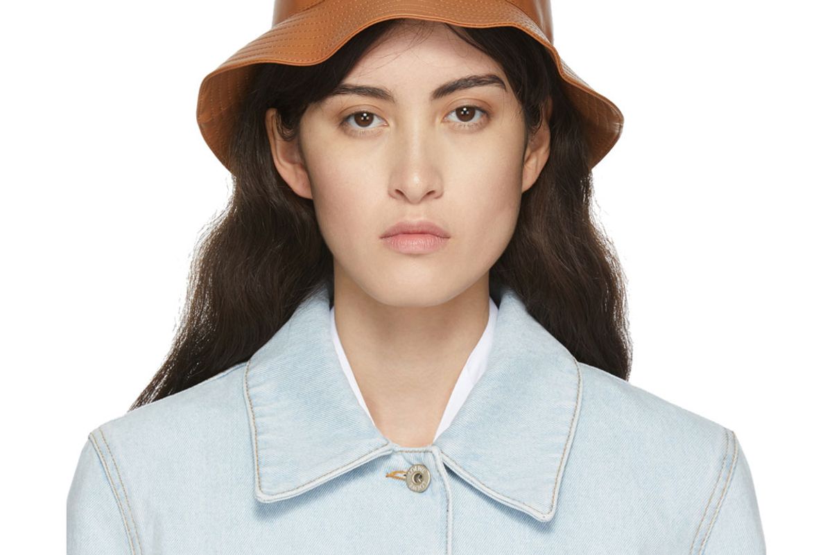 loewe tan leather fisherman bucket hat
