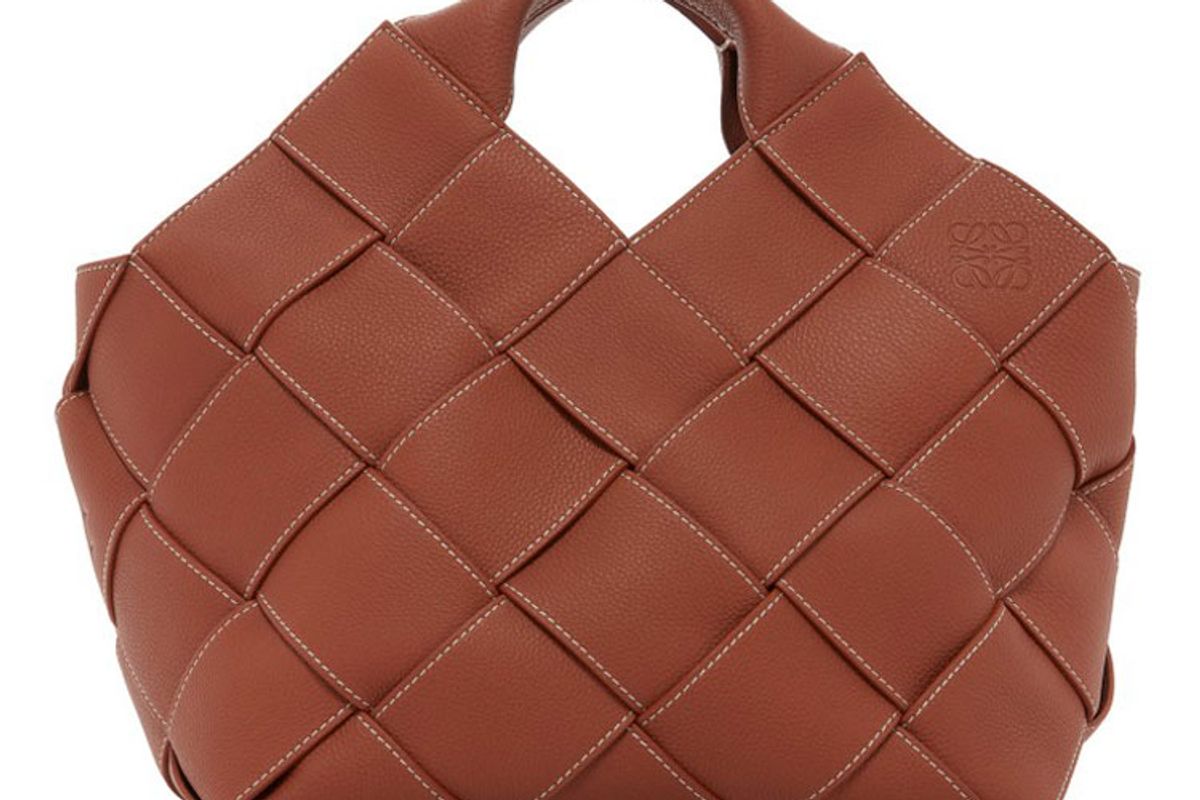 loewe woven leather basket top handle bag
