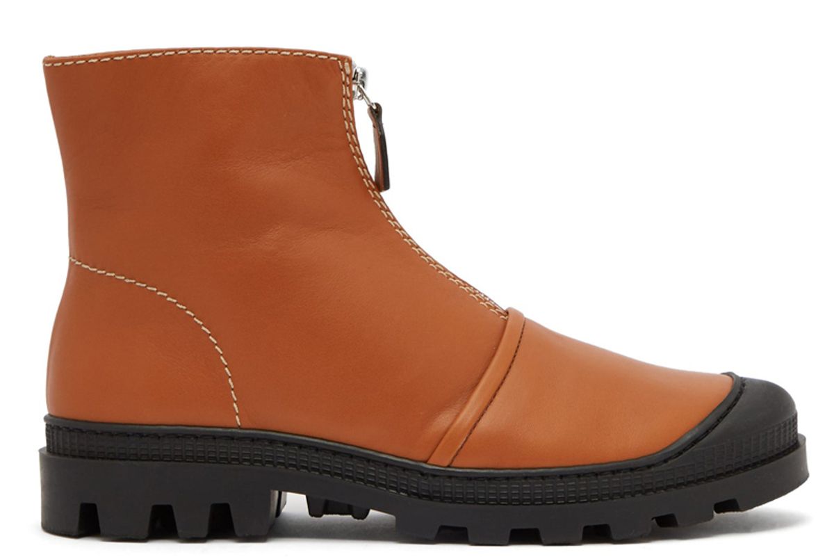 loewe zip front leather ankle boots