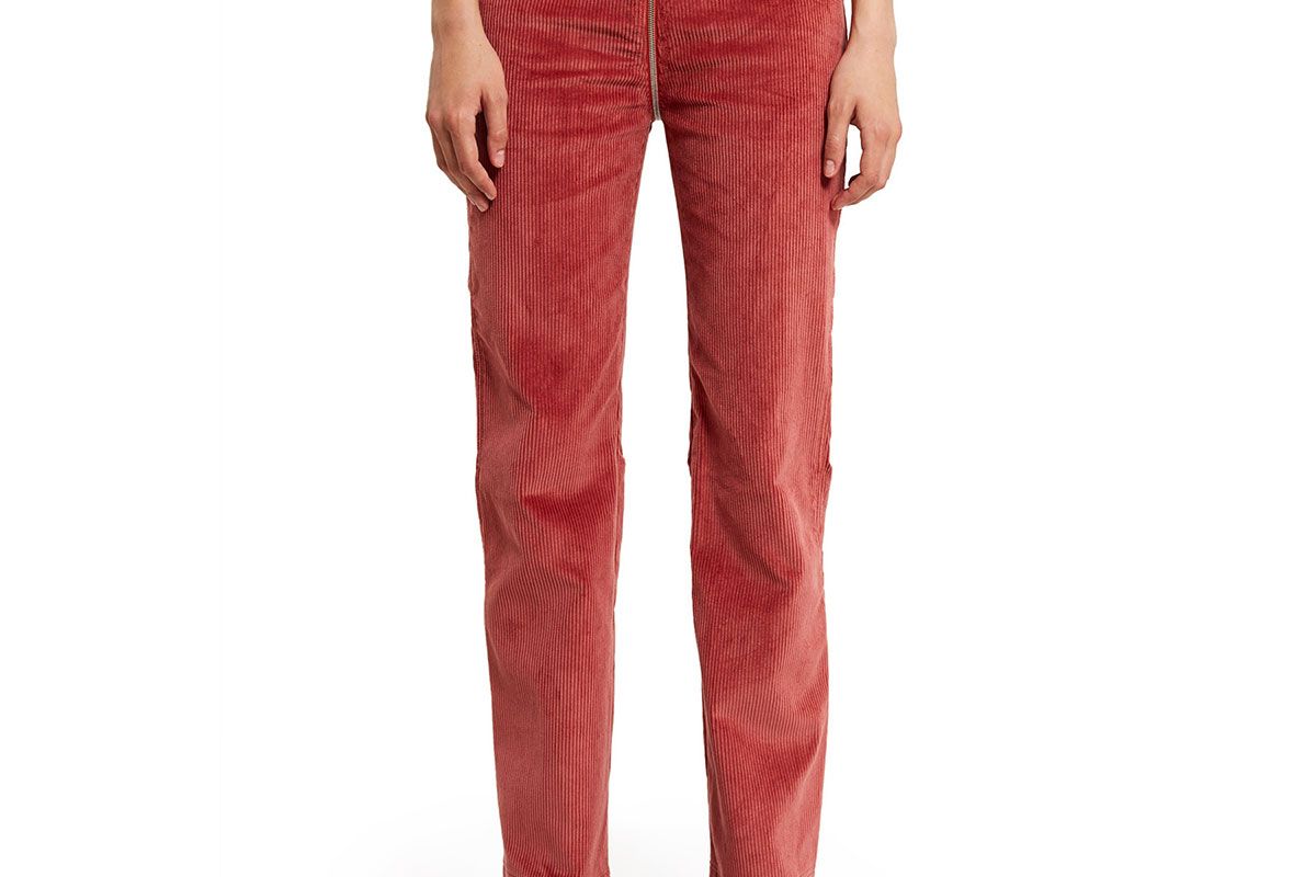 Corduroy Curved Seam Zip-Through Pants