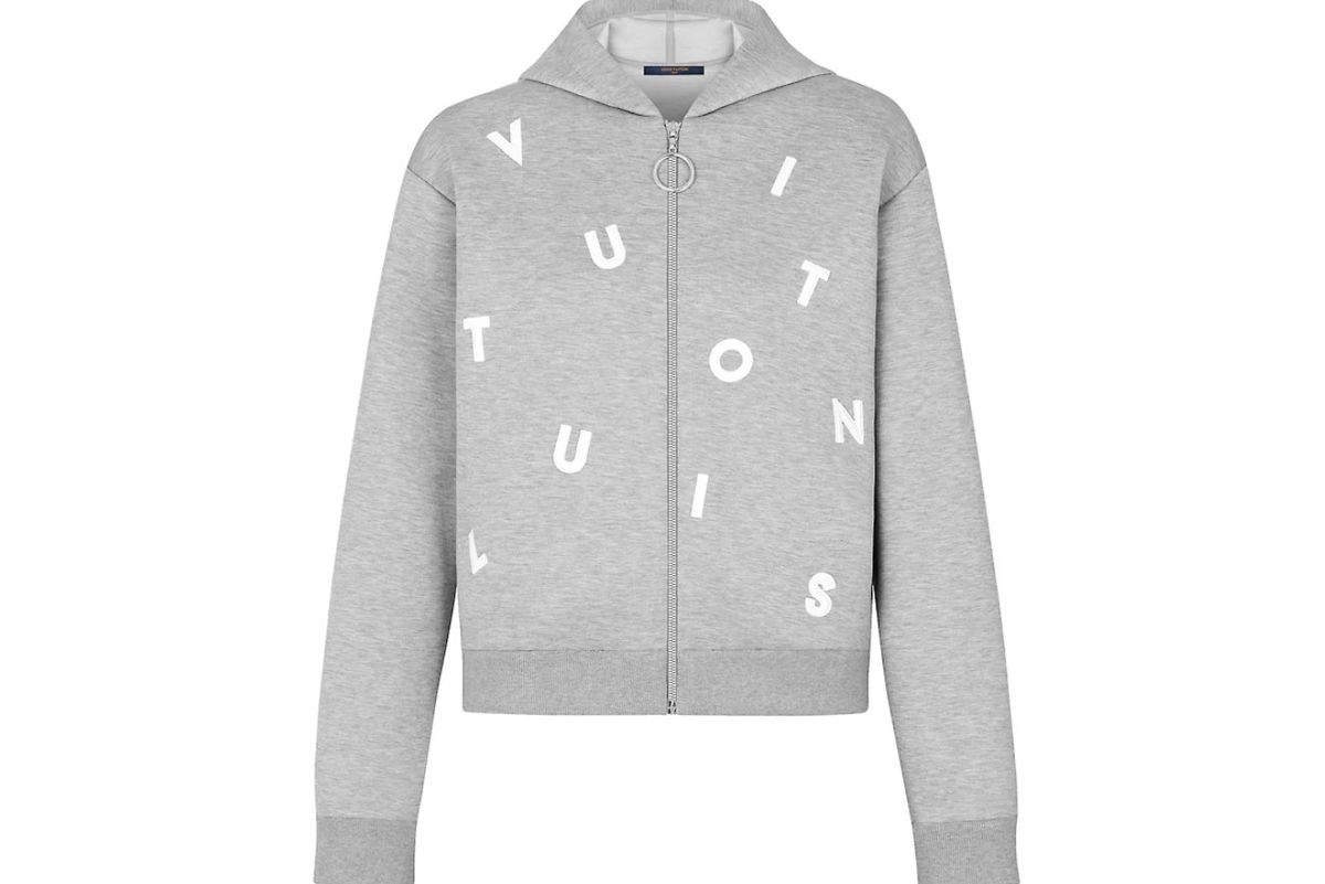 louis vuitton letters embroidered hooded sweatshirt