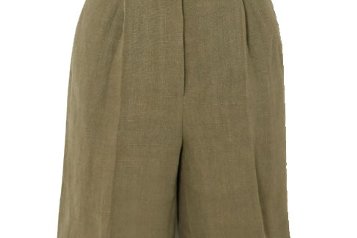 loulou studio bermuda pleated linen shorts