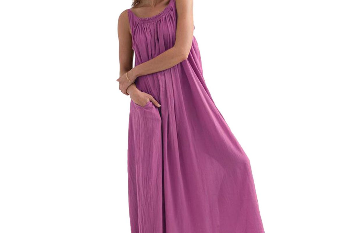 loup charmant gather maxi dress in organic cotton