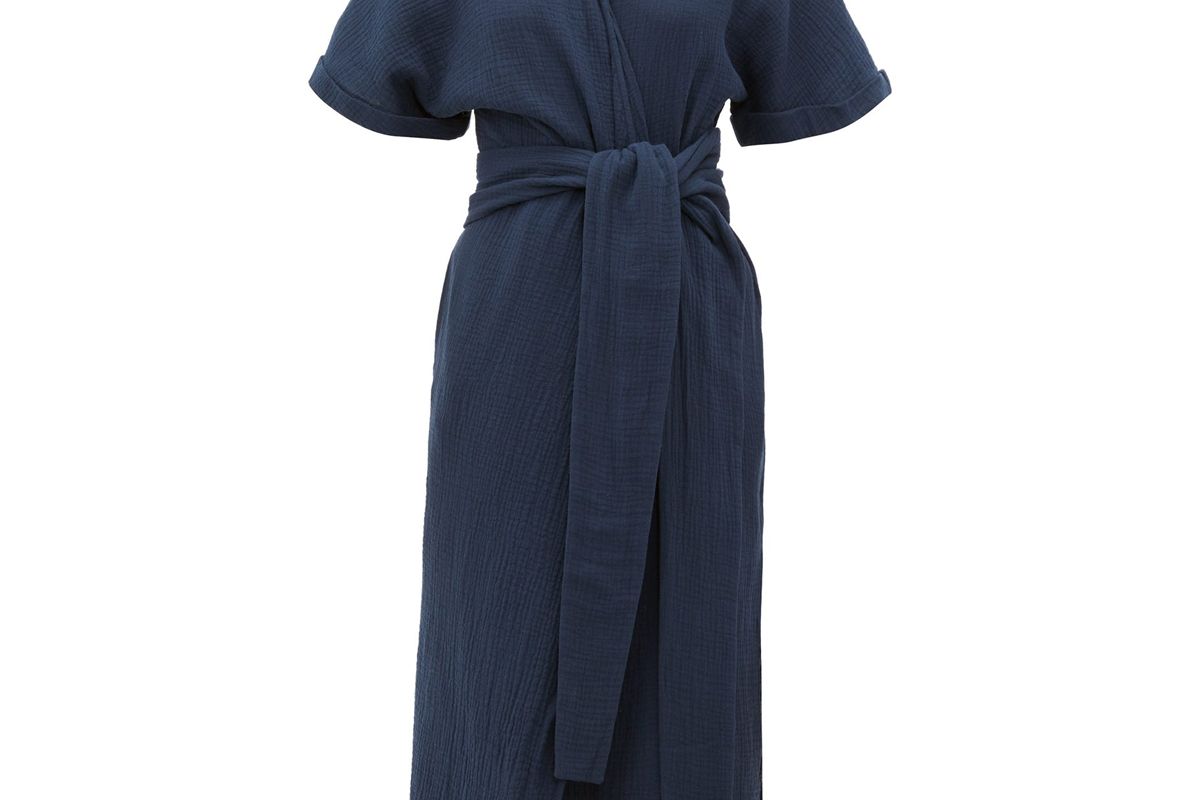 loup charmant kichi belted slubbed cotton wrap dress