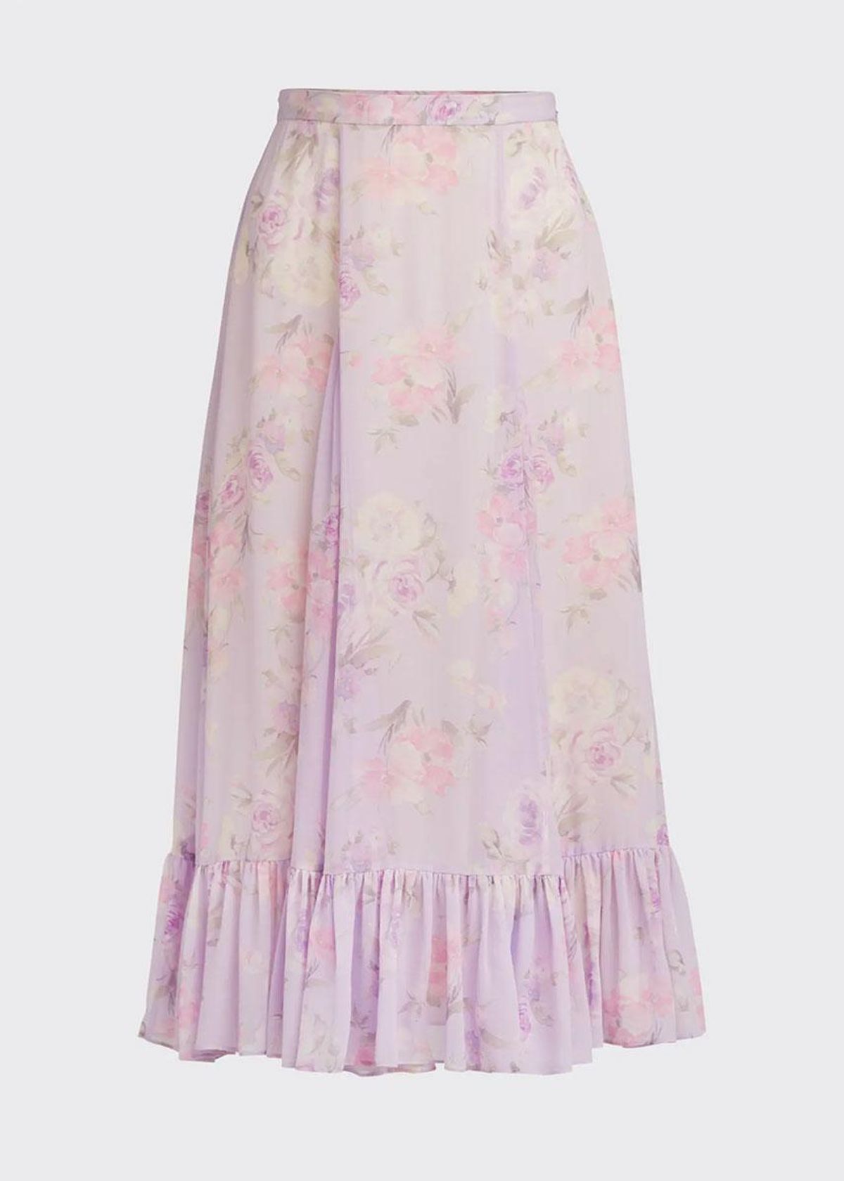 loveshackfancy Lil floral print flounce midi godet skirt