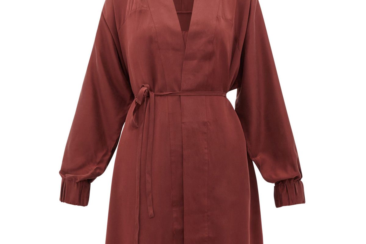 lunya elasticated cuff belted silk robe