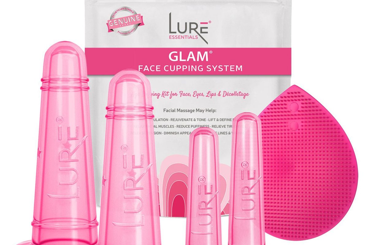 lure essentials lure glam cupping set face and eye cupping massage kit with silicone cleansing brush for instantly ageless skin works for fine lines and wrinkles improves collagen