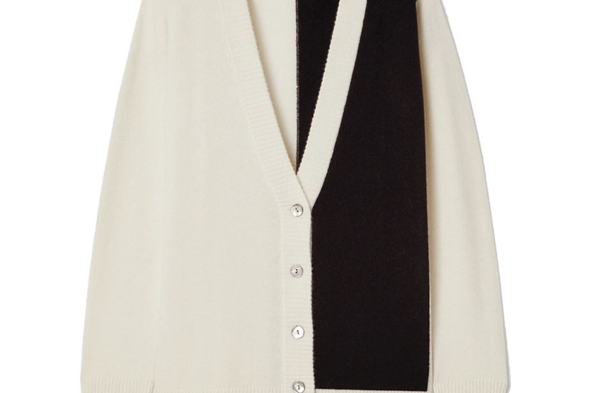 madeleine thompson typhon two tone cashmere cardigan