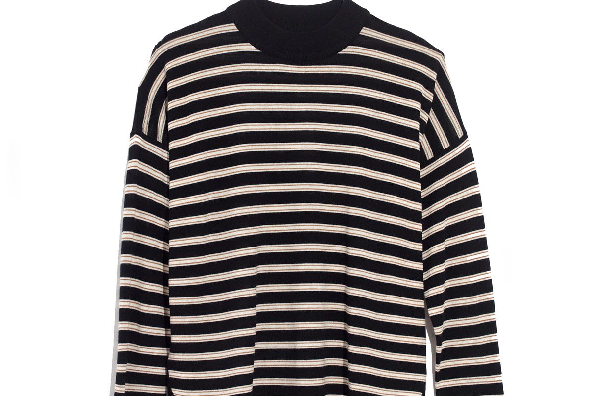 Mockneck Boxy Pullover Sweater in Stripe