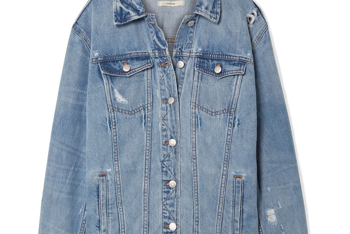 madewell oversized distress denim jacket