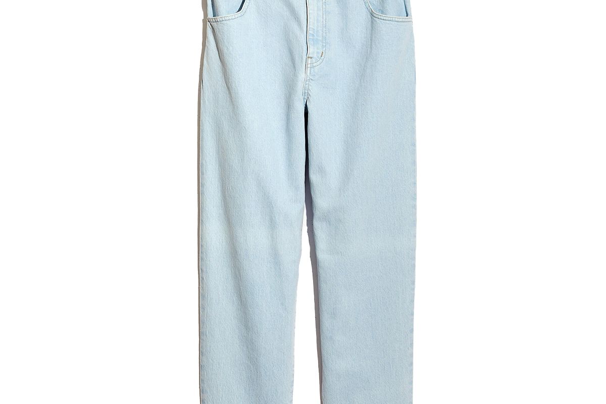 madewell paperbag classic straight jeans in broomfield wash