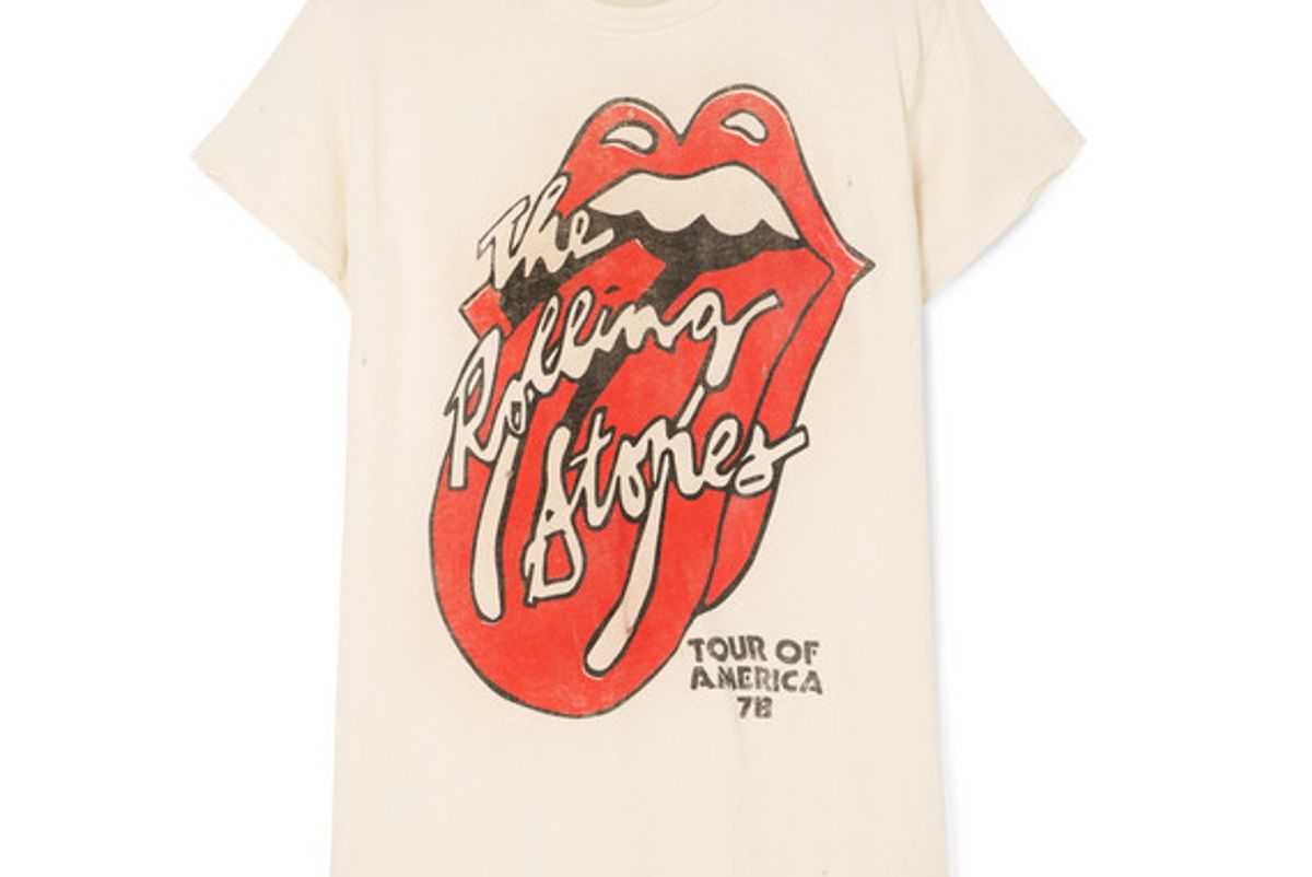 madeworn rolling stones distressed printed cotton jersey t-shirt
