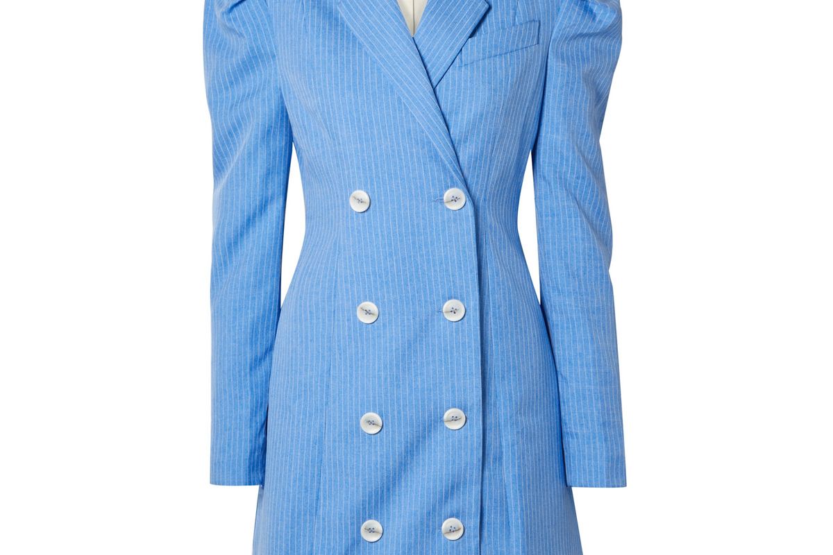 maggie marilyn net sustain leap of faith double breasted pinstriped woven mini dress