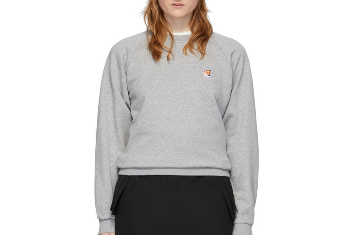 maison kitsune grey fox head sweatshirt