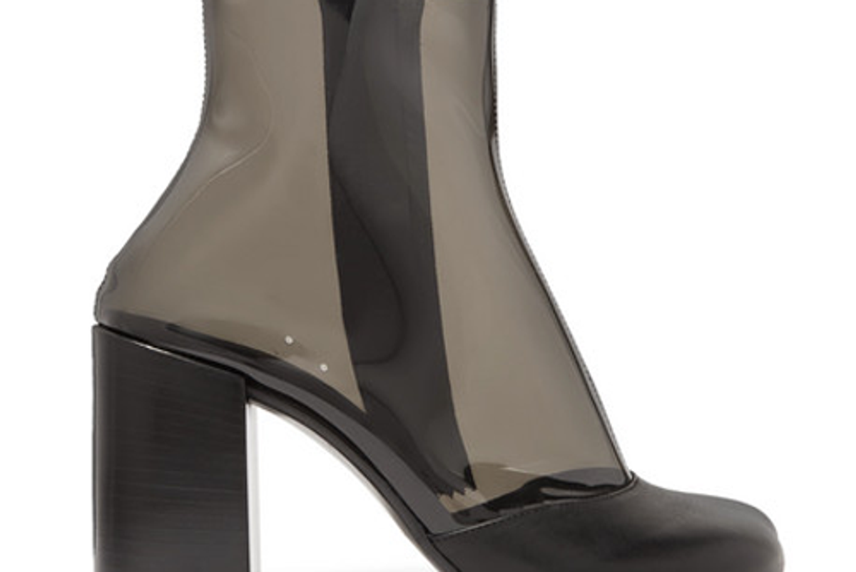 maison margiela leather trimmed pvc ankle boots