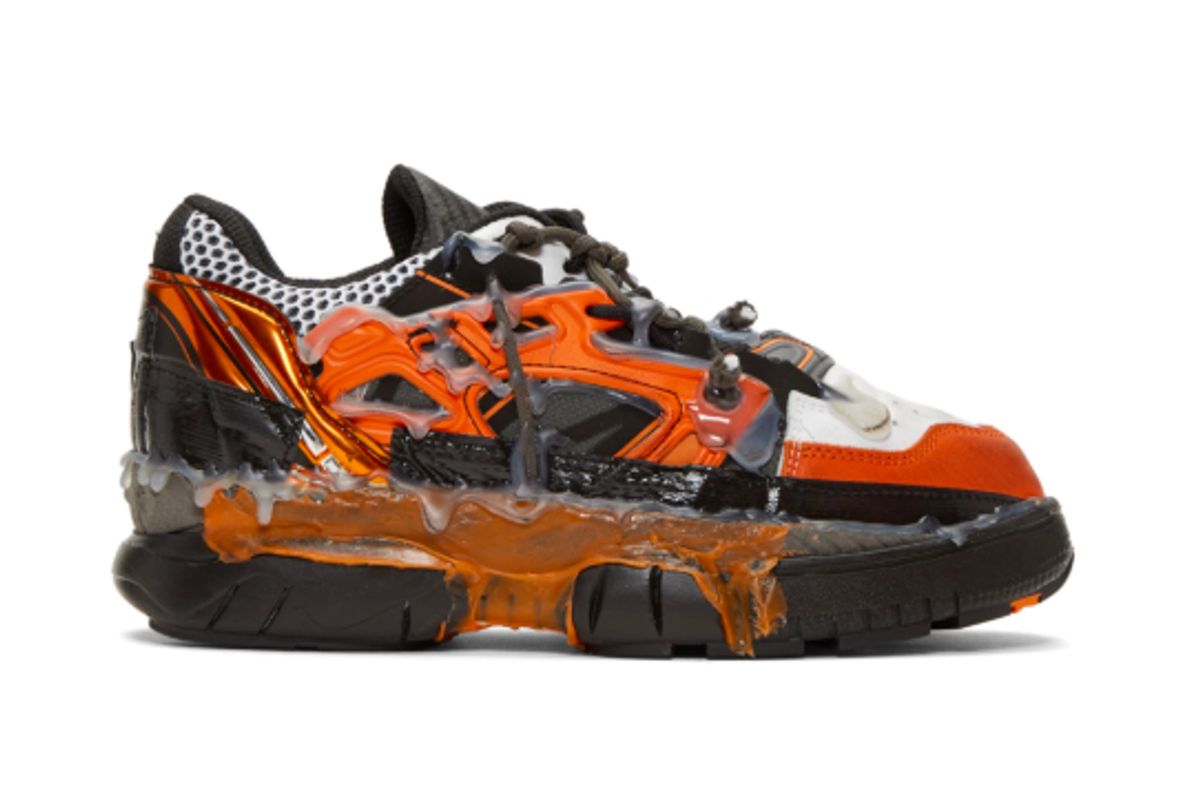 maison margiela orange and black fusion sneakers