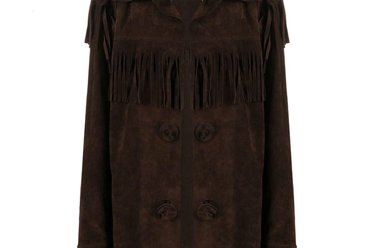 maison margiela oversized fringed buttoned jacket