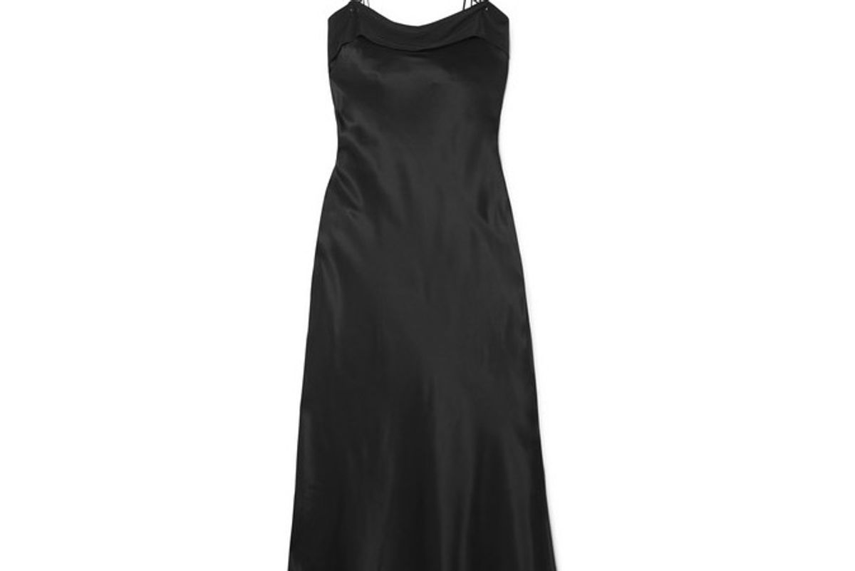 maison margiela silk satin midi dress