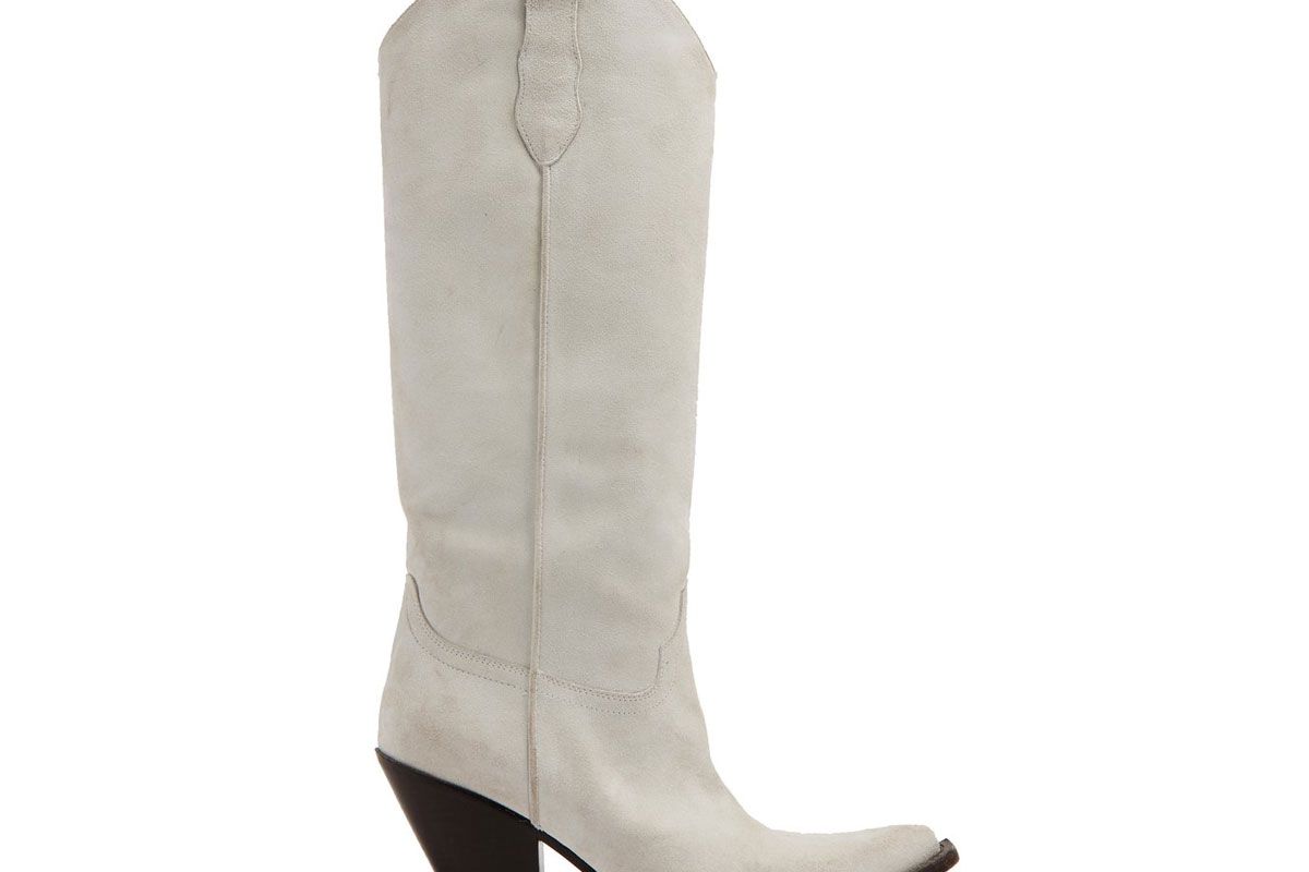 maison margiela western suede knee high boots