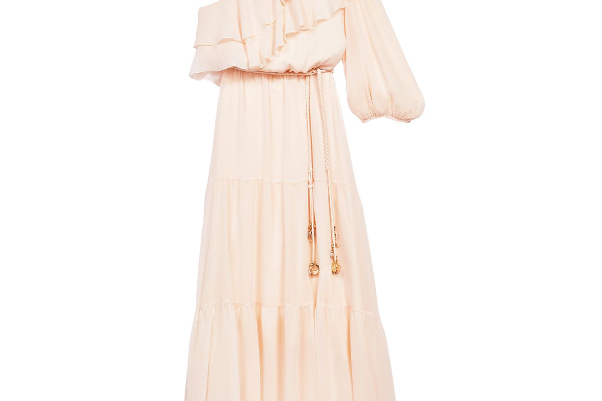 maje asymmetrical muslin dress