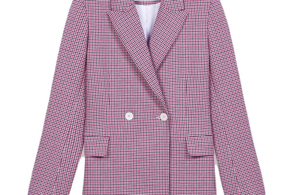 maje checked straight double breasted jacket