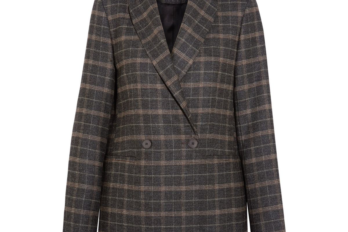 Checked Stretch-Felt Blazer