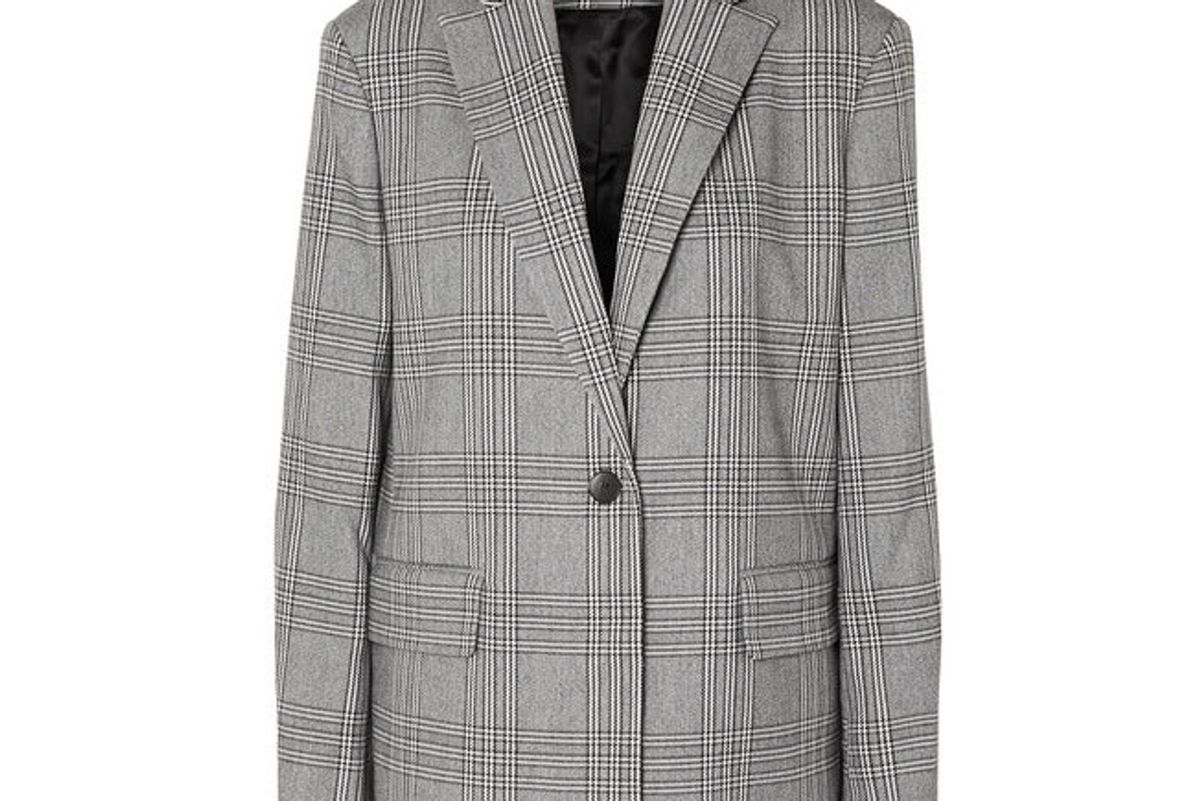 maje checked woven blazer