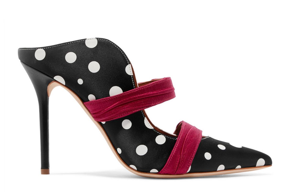 malone souliers emanuel ungaro maureen polka dot faille and satin mules