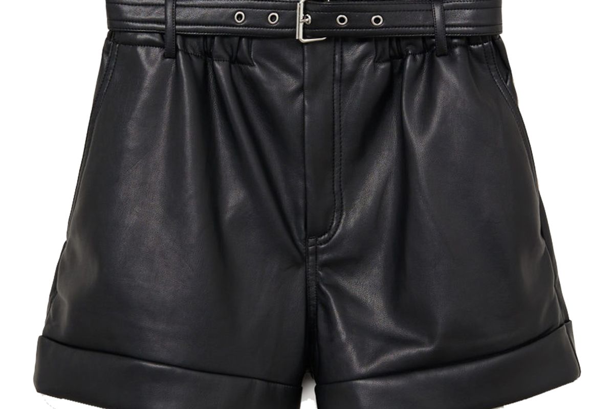mango belted leather effect shorts