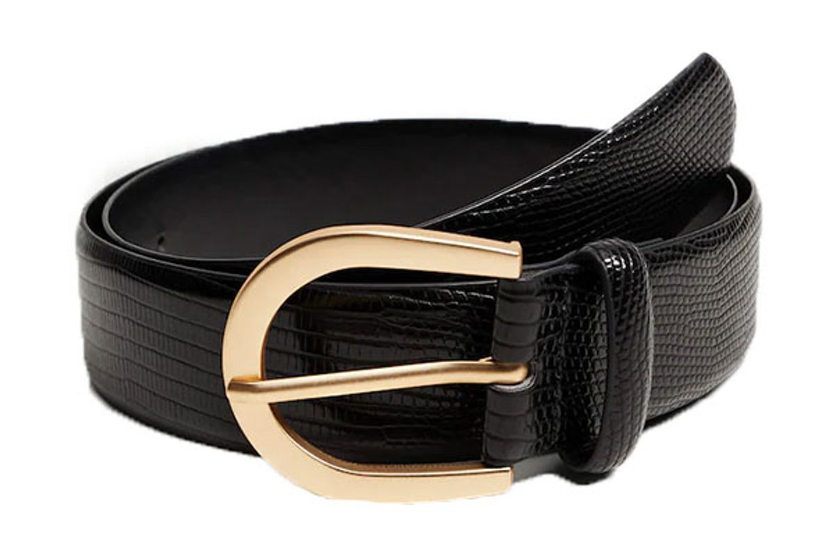 mango crocodile effect belt