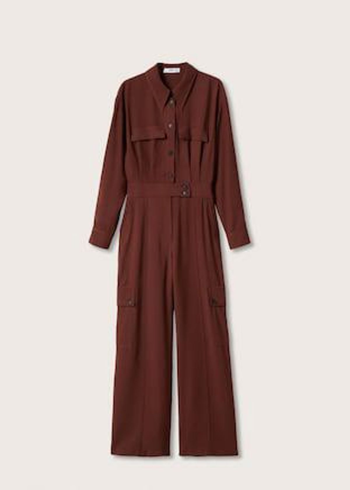 mango long chest pocket jumpsuit