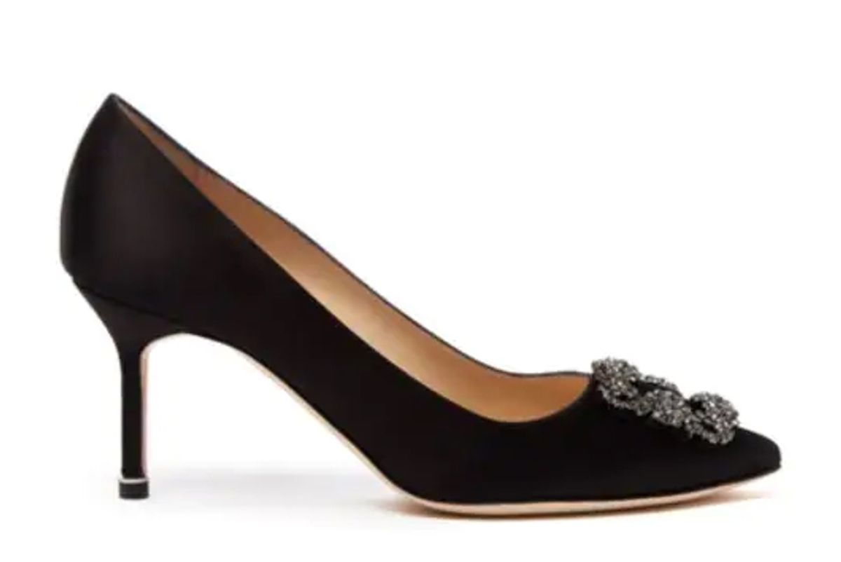 manolo blahnik hangisi 105 embellished satin pumps