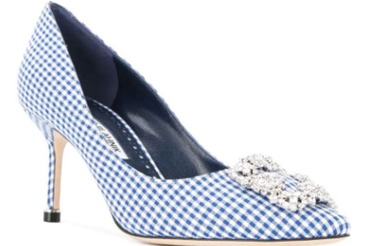 manolo blahnik hangisi gingham pumps