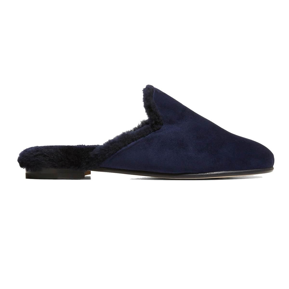 manolo blahnik mariamu suede shearling slipper mules