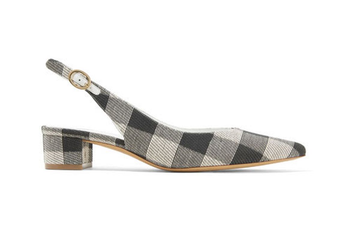 mansur gavriel gingham cotton canvas slingback pumps