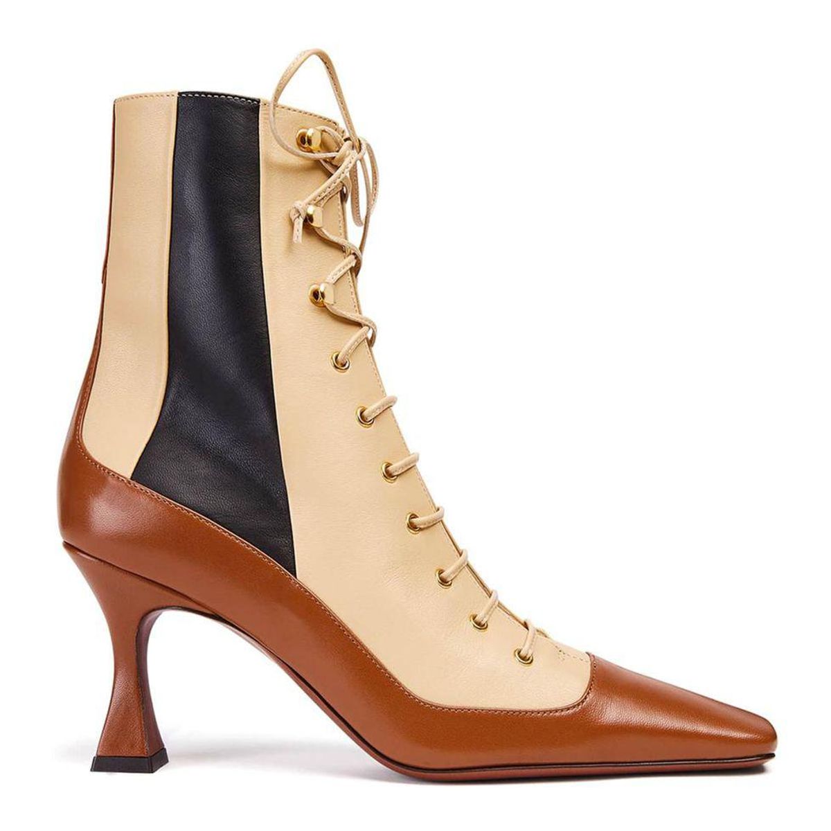 manu atelier 80mm lambskin tricolor duck booties