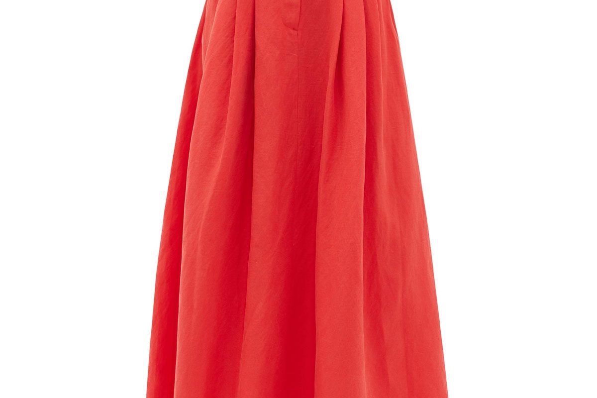 mara hoffman tulay pleated tencel blend midi skirt