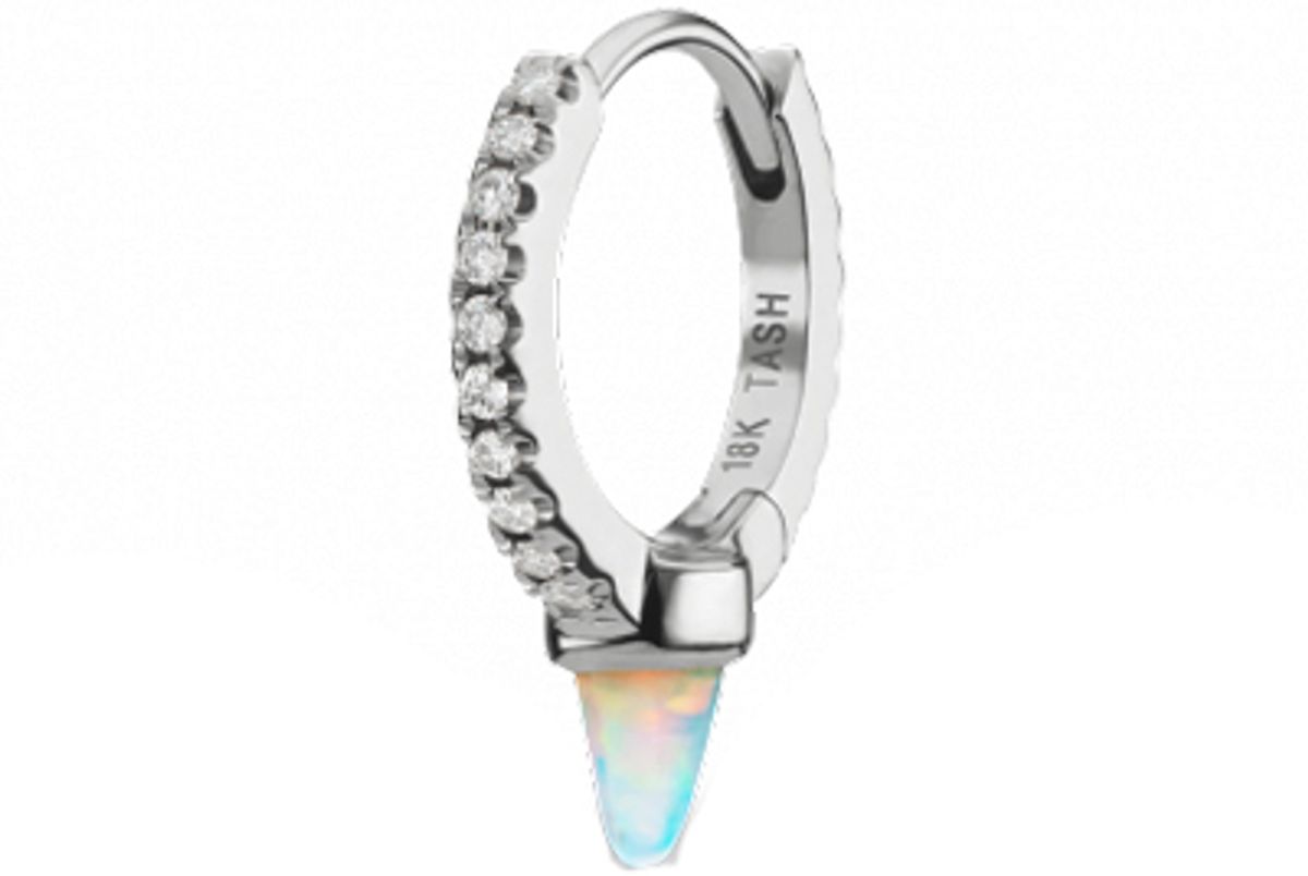 maria tash opal and diamond single spike eternity ring