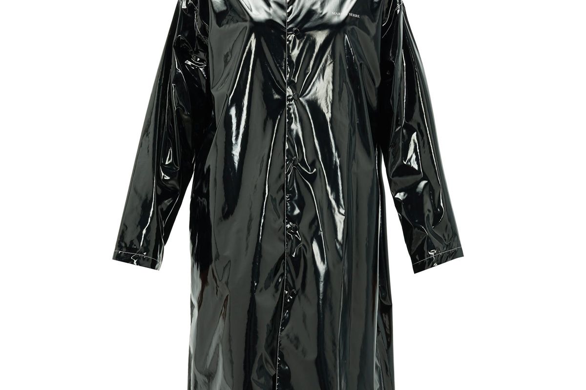 marine serre logo print single breasted pvc raincoat