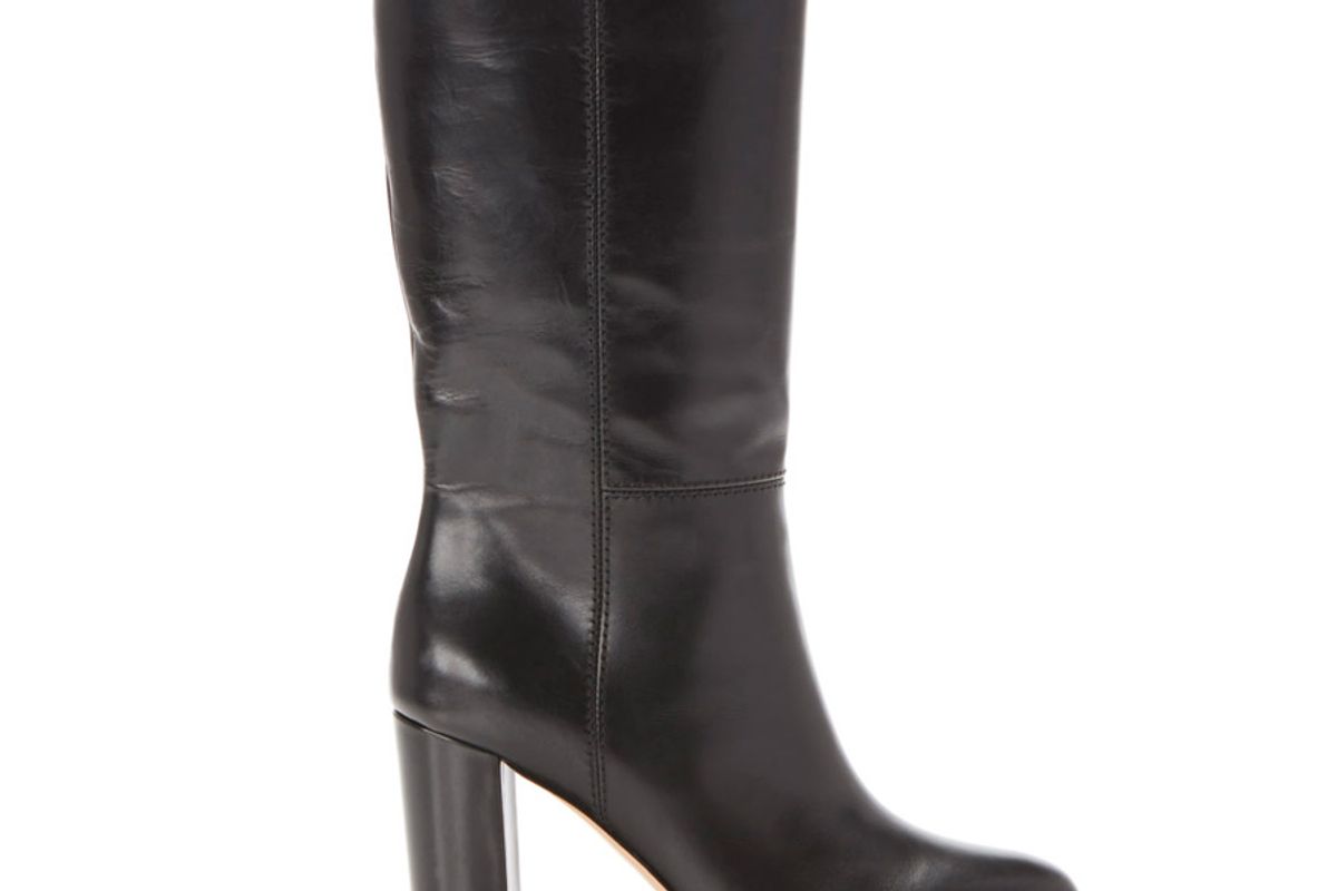 marion parke delila leather block heel mid calf boot
