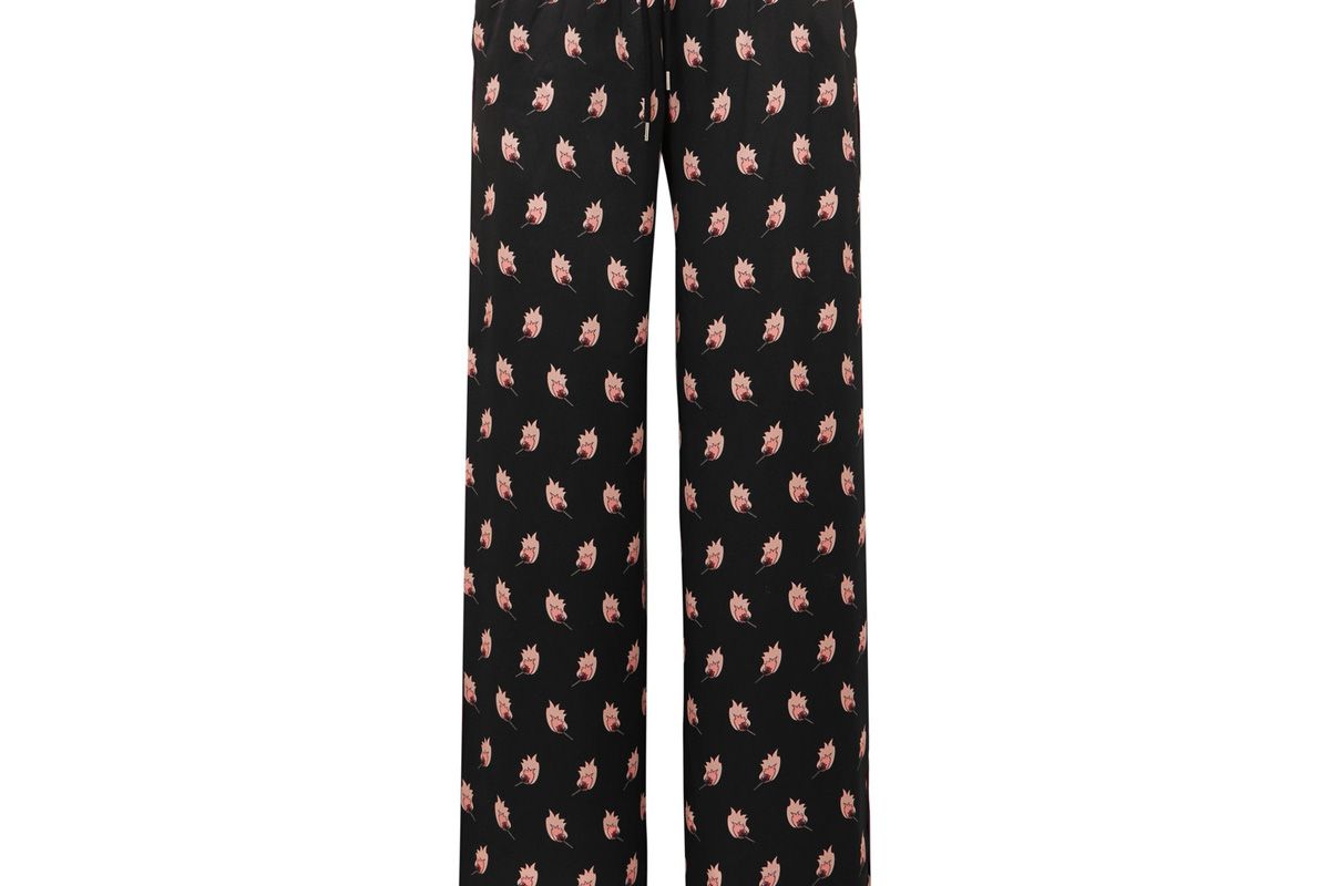 markus lupfer alexis printed silk satin track pants