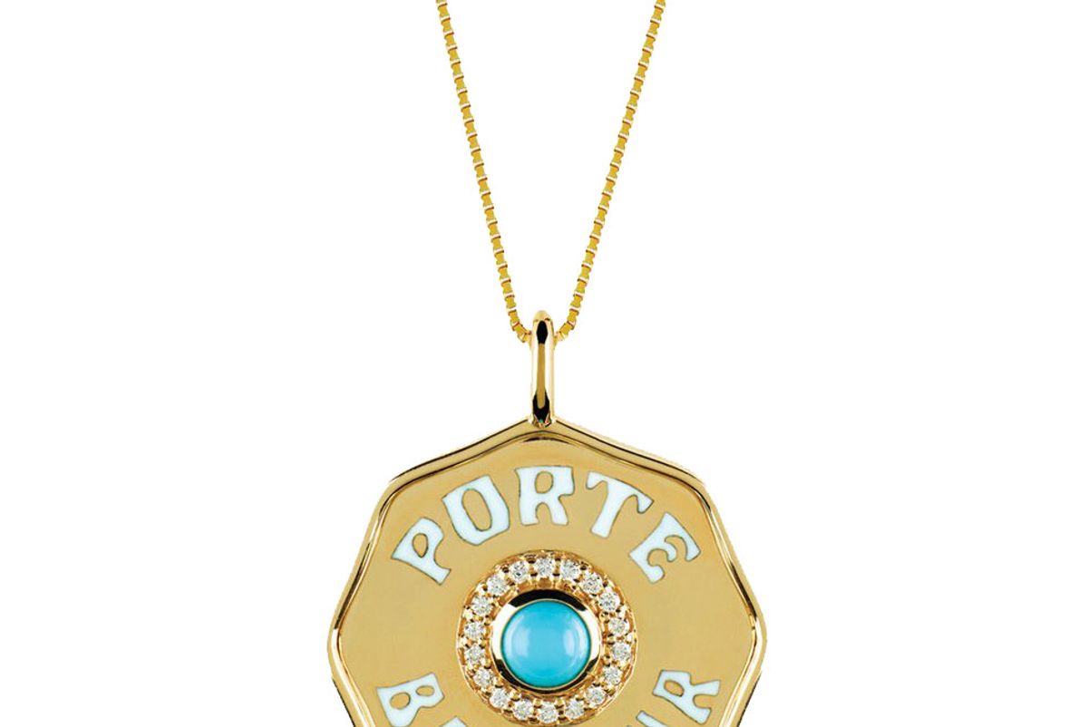 marlo enamel porte bonheur coin necklace