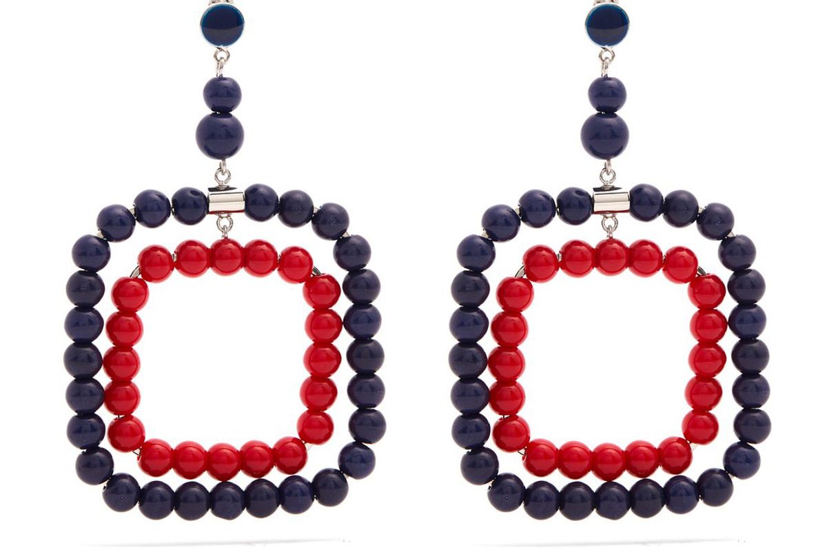 marni beaded square hoop earrings