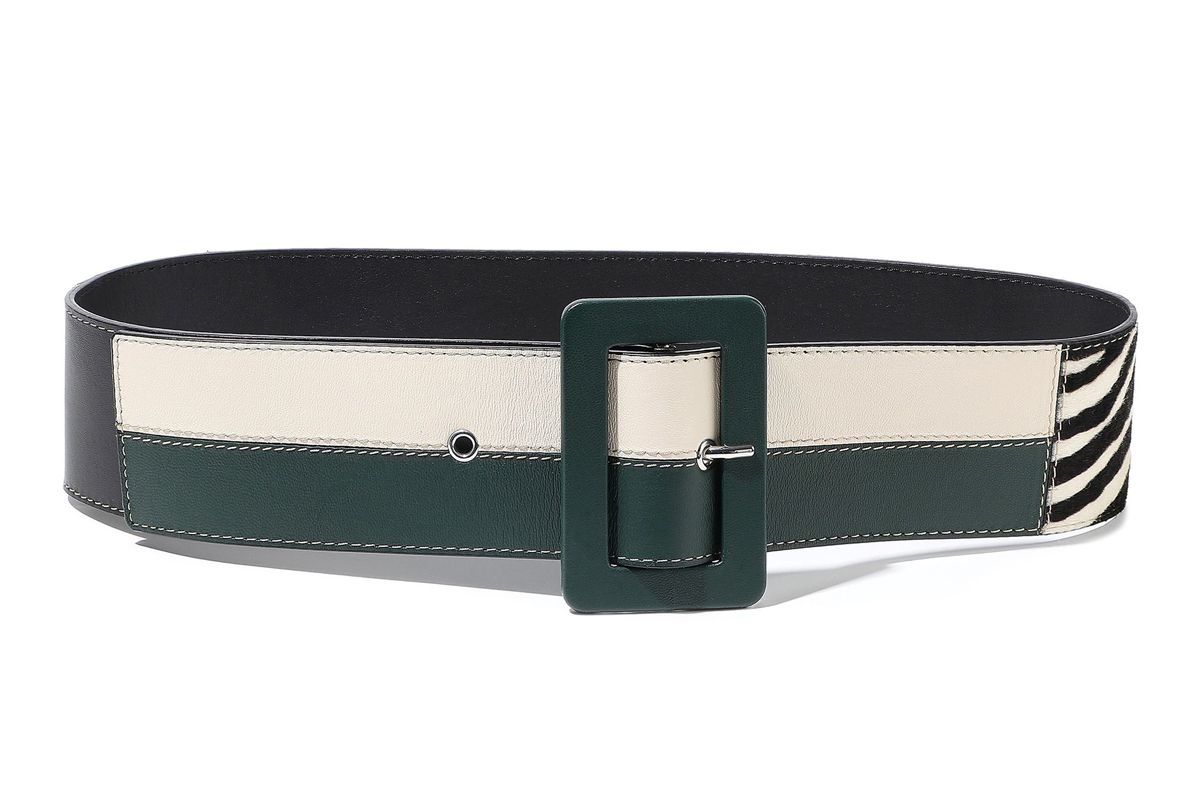 marni zebra print calf hair metallic and matte leather belt