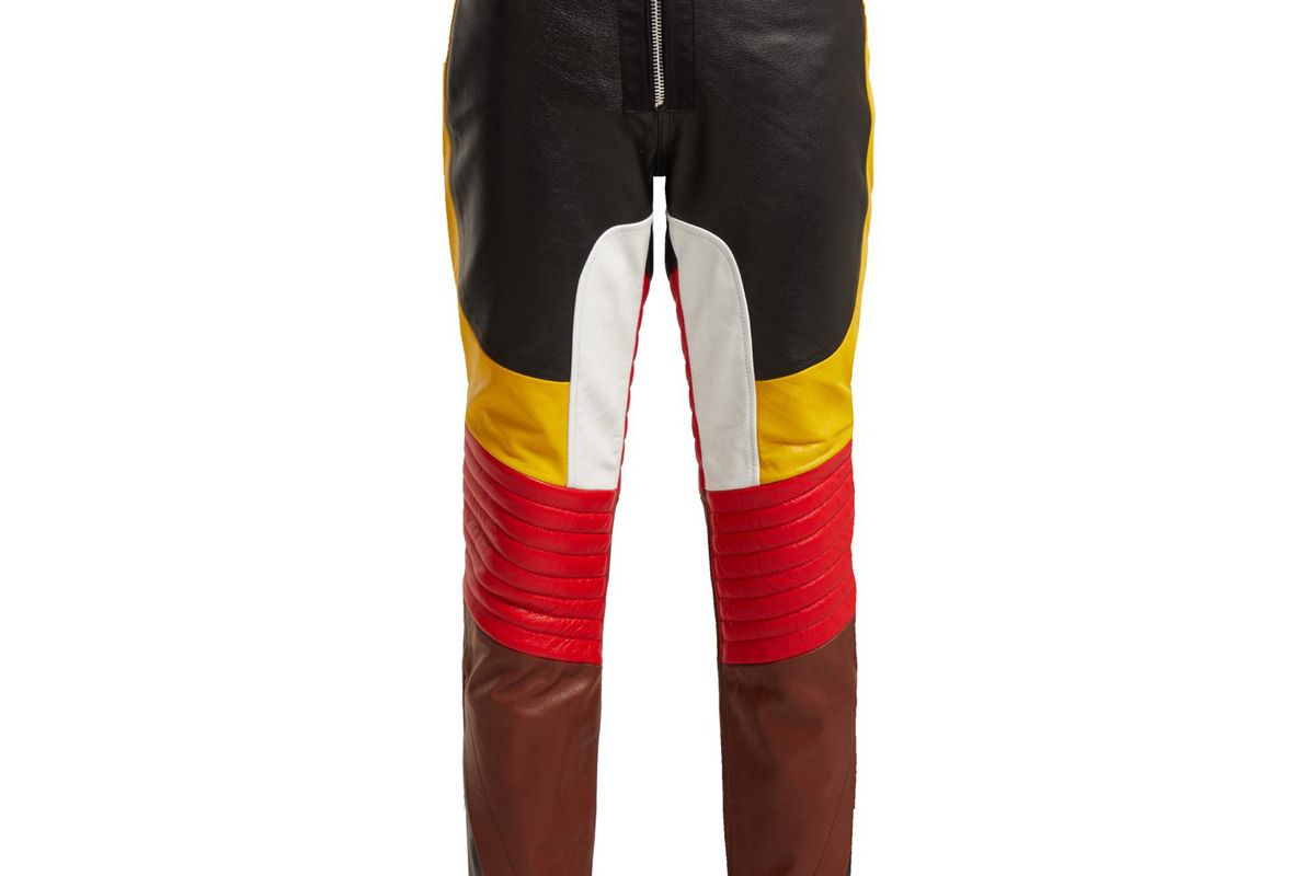 marques almedia panelled leather biker trousers