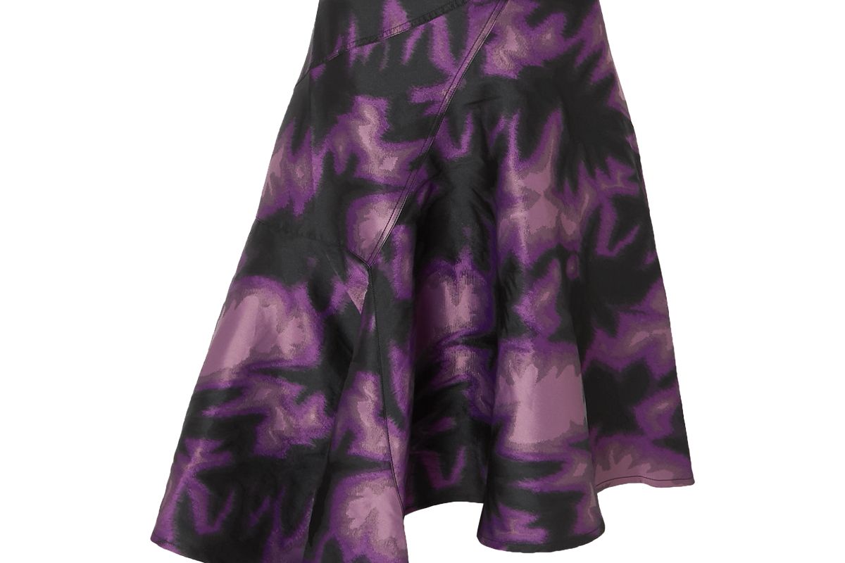 marques almeida asymmetric printed brocade wrap midi skirt