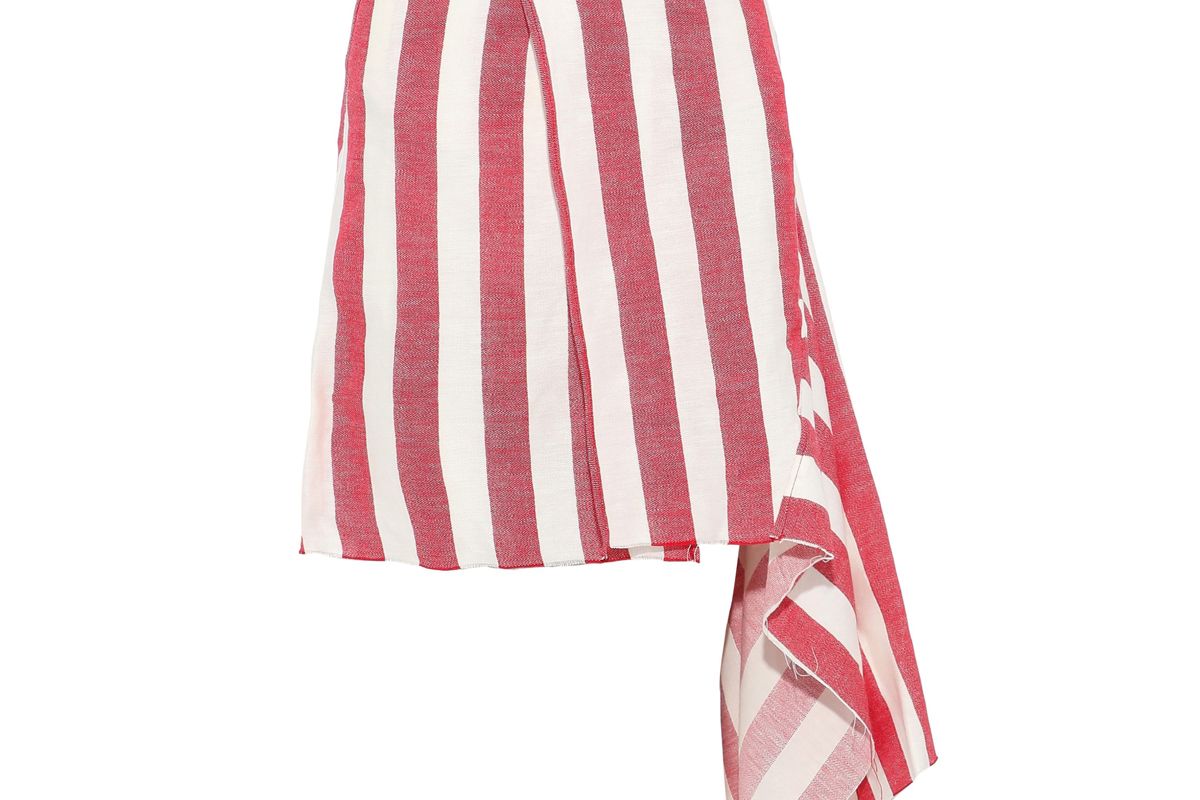 marques almeida asymmetric striped linen and cotton blend wrap skirt